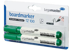 Viltstift Legamaster TZ 100 whiteboard rond 1.5-3mm groen blister à 2 stuks