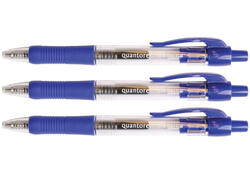 Gelschrijver Quantore grip drukknop 0.7mm blauw