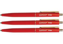 Balpen Quantore drukknop met metalen clip rood medium