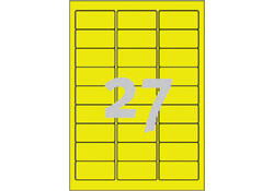 Etiket Avery L6004-25 63.5x29.6 neon geel 675stuks