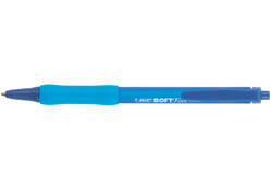 Balpen Bic soft feel clic Grip blauw medium blister à 15 stuks